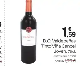 Supermercados El Jamón D.O. Valdepeñas Tinto Viña Cancel Joven oferta