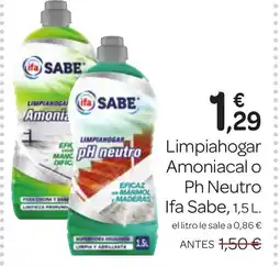 Supermercados El Jamón IFA SABE Limpiahogar Amoniacal o Ph Neutro oferta