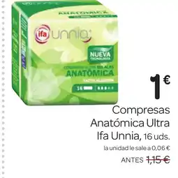 Supermercados El Jamón IFA UNNIA Compresas Anatómica Ultra oferta
