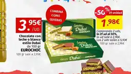 Maskom Supermercados EUROCHOC Chocolate con leche o blanco estilo Dubai oferta
