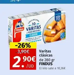 Maskom Supermercados FINDUS Varitas clásicas oferta