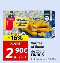 Maskom Supermercados FINDUS Varitas al limón oferta
