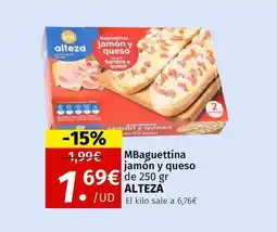 Maskom Supermercados ALTEZA MBaguettina jamón y queso oferta