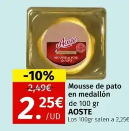 Maskom Supermercados AOSTE Mousse de pato en medallón oferta