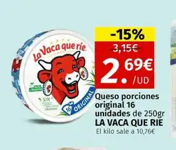 Maskom Supermercados LA VACA QUE RIE Queso porciones original 16 oferta