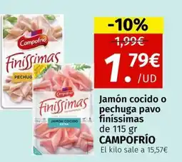 Maskom Supermercados CAMPOFRÍO Jamón cocido o pechuga pavo finíssimas oferta