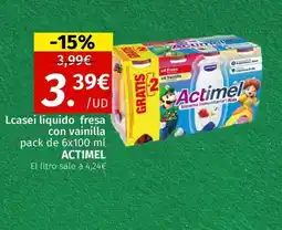 Maskom Supermercados ACTIMEL Lcasei líquido fresa con vainilla oferta