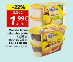 Maskom Supermercados LA LECHERA Mousse limón o duo chocolate oferta