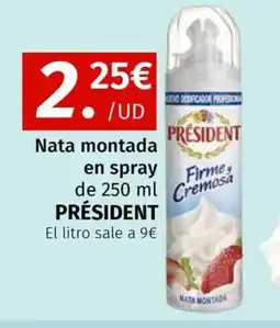Maskom Supermercados PRÉSIDENT Nata montada en spray oferta