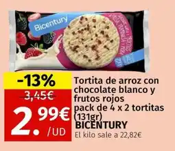 Maskom Supermercados BICENTURY Tortita de arroz con chocolate blanco y frutos rojos oferta