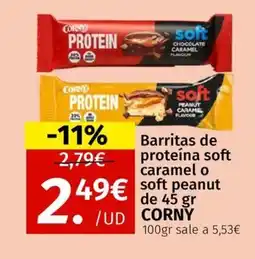 Maskom Supermercados CORNY Barritas de proteína soft caramel o soft peanut oferta
