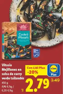 Lidl VITASIA Mejillones en salsa de curry verde tailandés oferta
