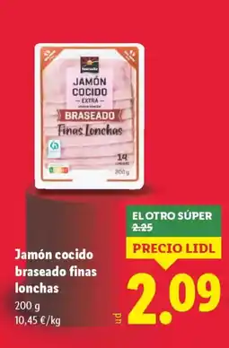 Lidl Jamón cocido braseado finas lonchas oferta