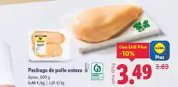 Lidl Pechuga de pollo entera oferta