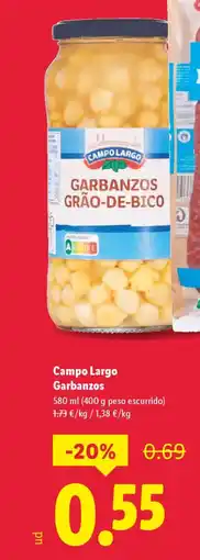 Lidl CAMPO LARGO Garbanzos oferta