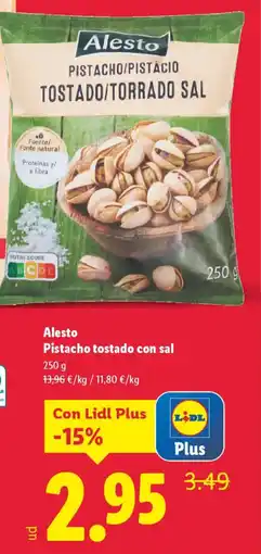 Lidl ALESTO Pistacho tostado con sal oferta