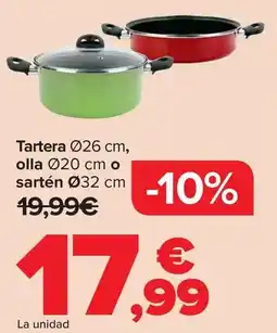 Carrefour Tartera 26 cm olla 20 cm o sarten 32 cm oferta