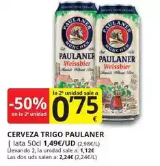 Supermercados MAS Paulaner - cerveza oferta