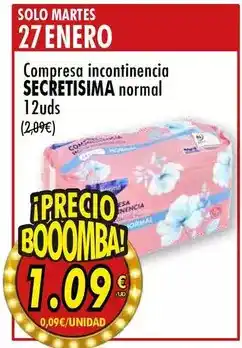 SPAR Secretísima - compresas incontinencia oferta