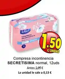 SPAR Secretísima - compresa incontinencia normal oferta