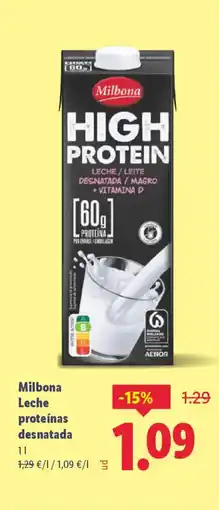 Lidl MILBONA Leche proteínas desnatada oferta
