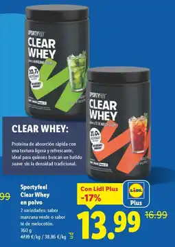 Lidl SPORTYFEEL Clear Whey en polvo oferta