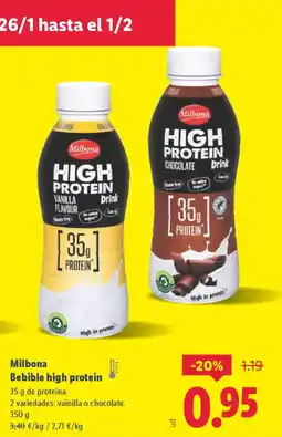 Lidl MILBONA Bebible high protein oferta