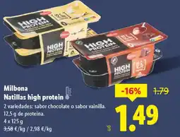 Lidl MILBONA Natillas high protein oferta