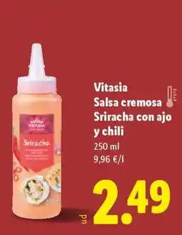 Lidl VITASIA Salsa cremosa Sriracha con ajo y chili oferta