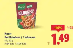 Lidl KNORR Pot Boloñesa/Carbonara oferta