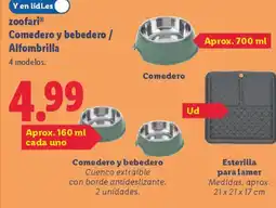 Lidl ZOOFARI Comedero y bebedero/ Alfombrilla oferta