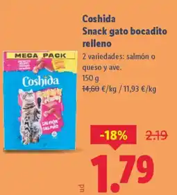 Lidl COSHIDA Snack gato bocadito relleno oferta