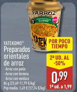 ALDI YATEKOMO Preparados orientales de arroz oferta