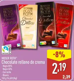 ALDI MOSER ROTH Chocolate relleno de crema oferta