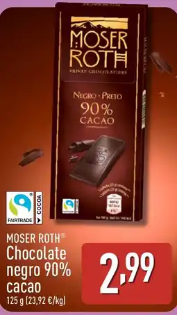 ALDI MOSER ROTH Chocolate negro 90% cacao oferta