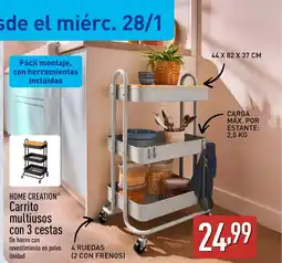 ALDI HOME CREATION Carrito multiusos con 3 cestas oferta