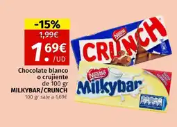 Maskom Supermercados MILKYBAR/CRUNCH Chocolate blanco o crujiente oferta