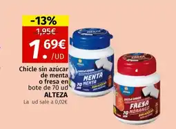 Maskom Supermercados ALTEZA Chicle sin azúcar de menta o fresa oferta