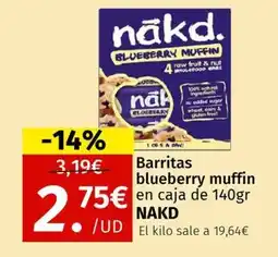 Maskom Supermercados NAKD Barritas blueberry muffin oferta