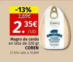 Maskom Supermercados COREN Magro de cerdo oferta
