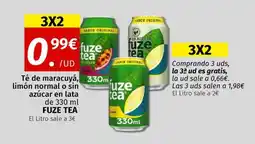 Maskom Supermercados FUZE TEA Té de maracuyá, limón normal o sin azúcar en lata oferta