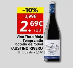 Maskom Supermercados FAUSTINO RIVERO Vino Tinto Rioja Tempranillo oferta