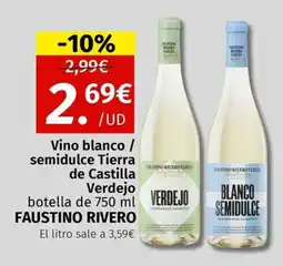 Maskom Supermercados FAUSTINO RIVERO Vino blanco / semidulce Tierra de Castilla Verdejo oferta