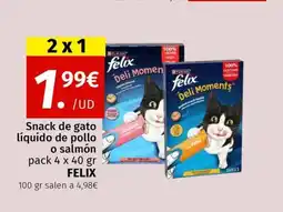 Maskom Supermercados FELIX Snack de gato líquido de pollo o salmón oferta