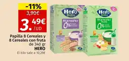 Maskom Supermercados HERO Papilla 8 Cereales y 8 Cereales con fruta oferta