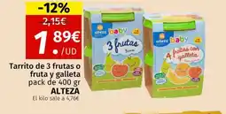 Maskom Supermercados ALTEZA Tarrito de 3 frutas o fruta y galleta oferta