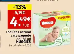 Maskom Supermercados HUGGIES Toallitas natural care paquete oferta
