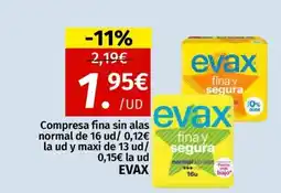Maskom Supermercados EVAX Compresa fina sin alas normal oferta