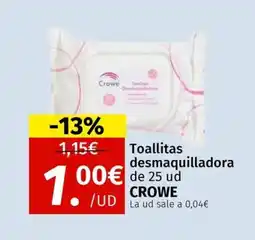 Maskom Supermercados CROWE Toallitas desmaquilladora oferta