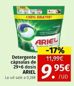 Maskom Supermercados ARIEL Detergente cápsulas de 29+6 dosis oferta
